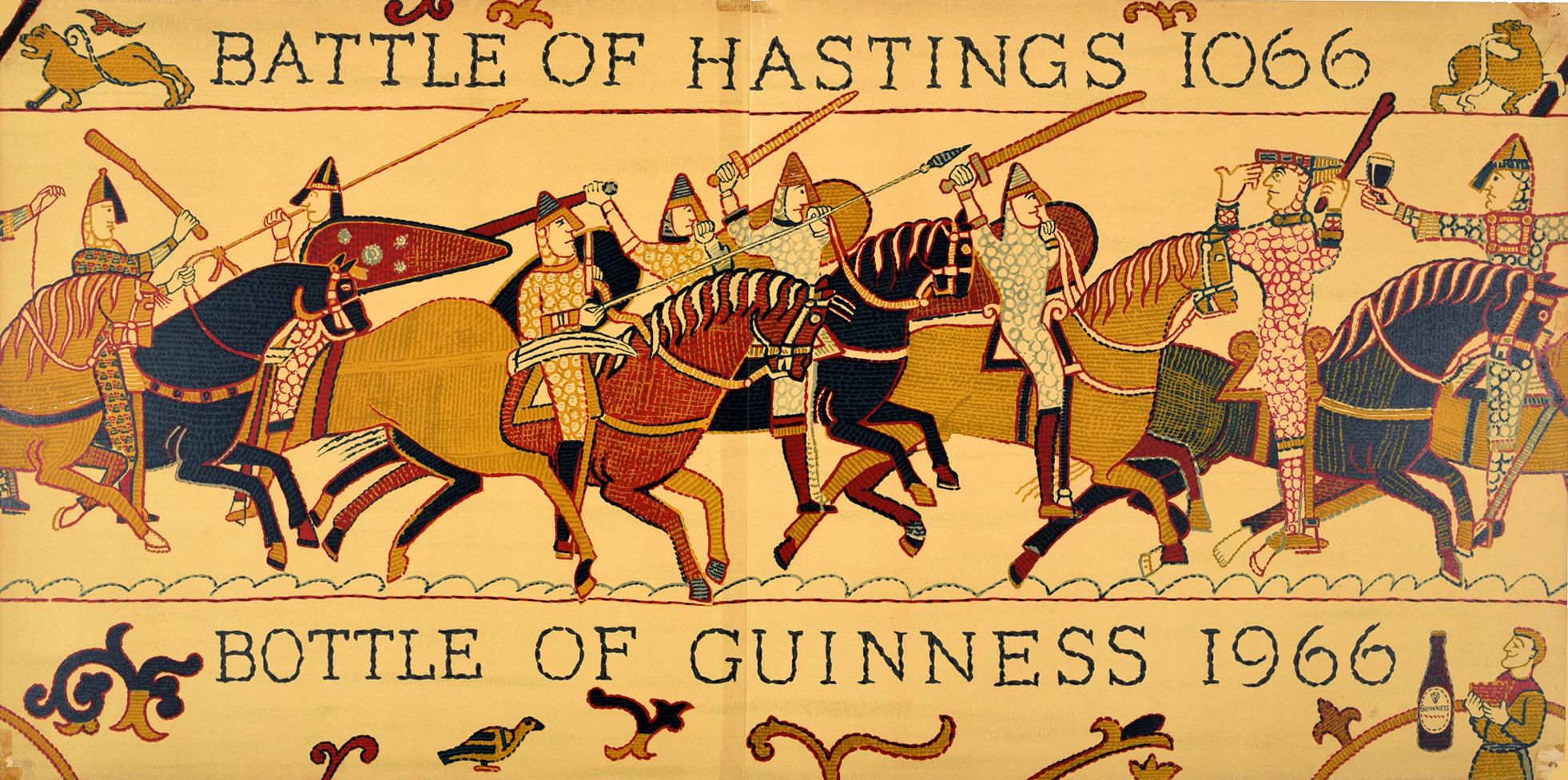Stanley Penn Print - Original Vintage Poster Battle Of Hastings Guinness Beer Knights Horses Drink Ad
