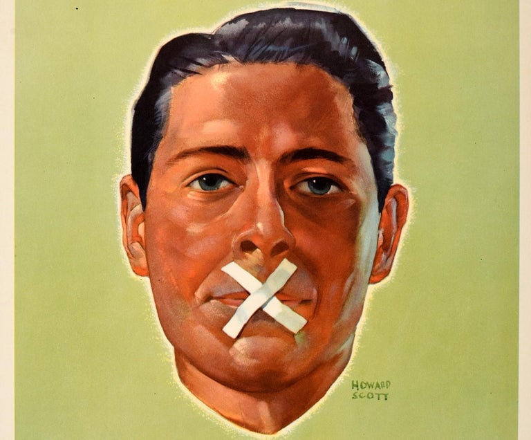 Howard Scott - Original Vintage Poster Closed For The Duration Loose Talk  Can Cost Lives WWII For Sale at 1stDibs