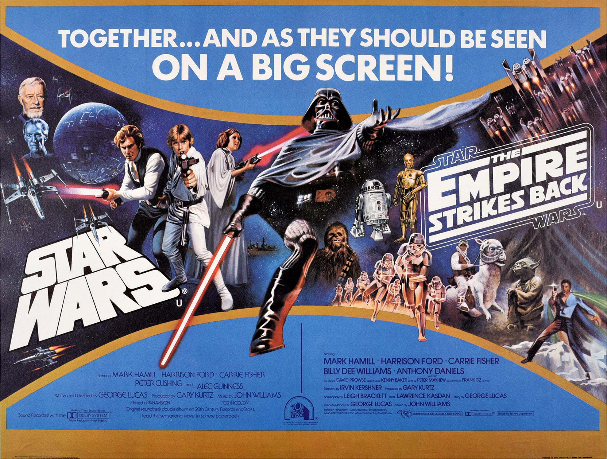 Tom William Chantrell & Tom Jung Print – Original Vintage-Poster, „Star Wars & The Empire Strikes Back“, Sci-Fi-Filmklassiker