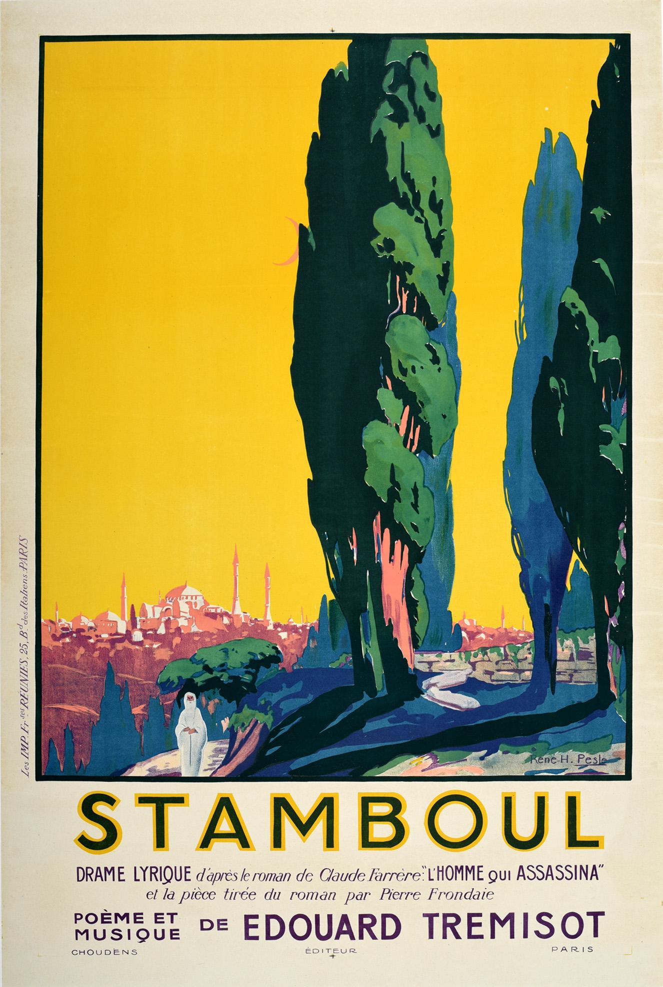 Original Vintage Poster Stamboul Music Theatre Drama Play Istanbul Turkey Design