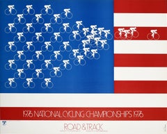 Original Vintage Poster 1976 National Cycling Championships Sport US Flag Design