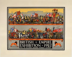 Original Antique Poster British Empire Exhibition 1925 Wembley London World Tour