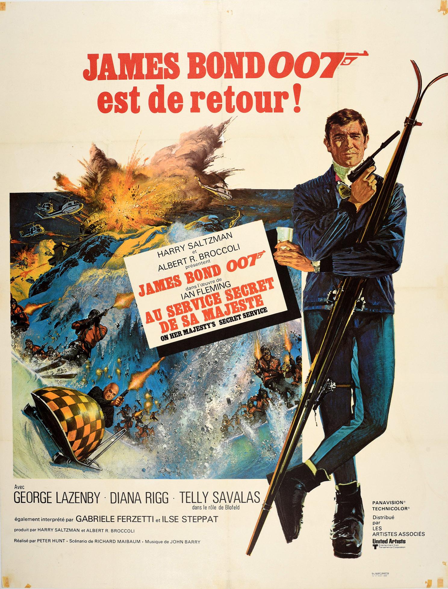 Yves Thos / Robert E. McGinnis Print - Original Vintage Film Poster James Bond On Her Majesty's Secret Service 007 Skis
