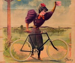 Original Antique Poster Raleigh Bicycles Meilleures Bicyclettes Cycles Bike Art