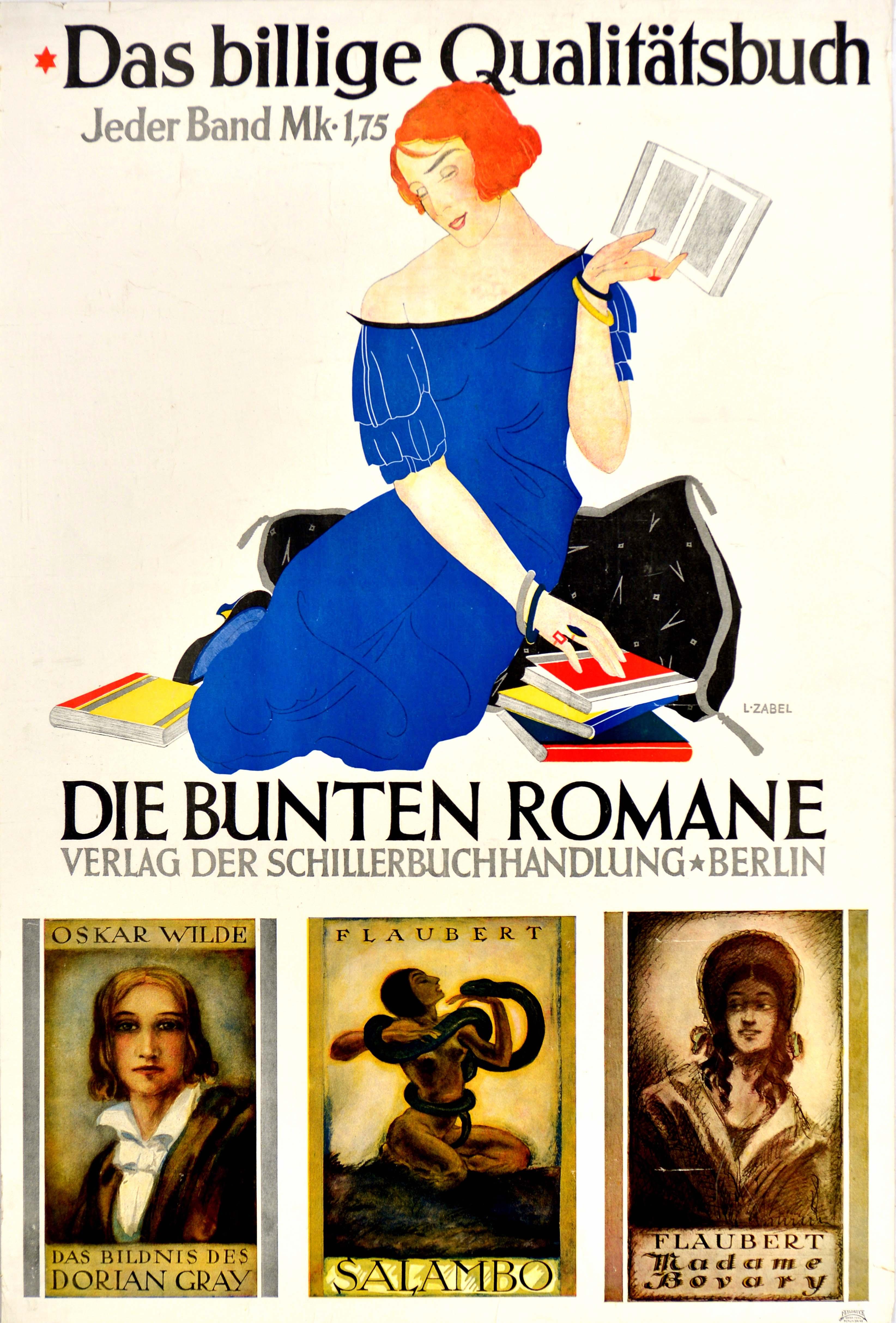 L. Zabel Print - Original Vintage Posters Quality Books Oscar Wilde Gustave Flaubert Roman Bucher