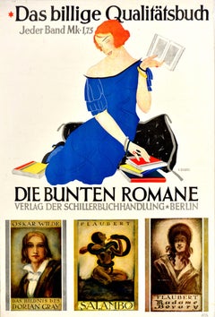 Original Antique Posters Quality Books Oscar Wilde Gustave Flaubert Roman Bucher