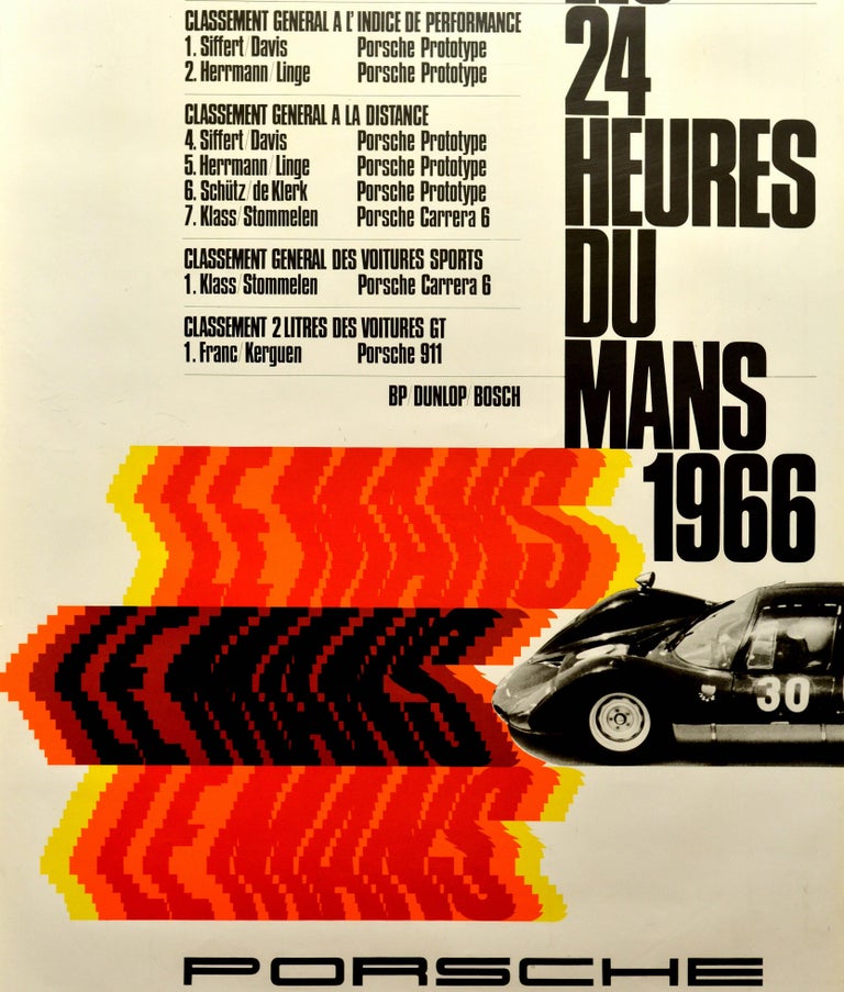 Affiche Vintage D'origine Mercedes Benz 300SL Victoire 24h Le Mans Record De Course De Voiture