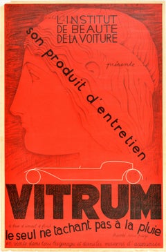 Original Vintage Poster Beaute De La Voiture Vitrum Car Beauty Salon Rain Proof