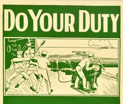 Original Antique Poster Join The US Marines WWI Military Recruitment War Ship
