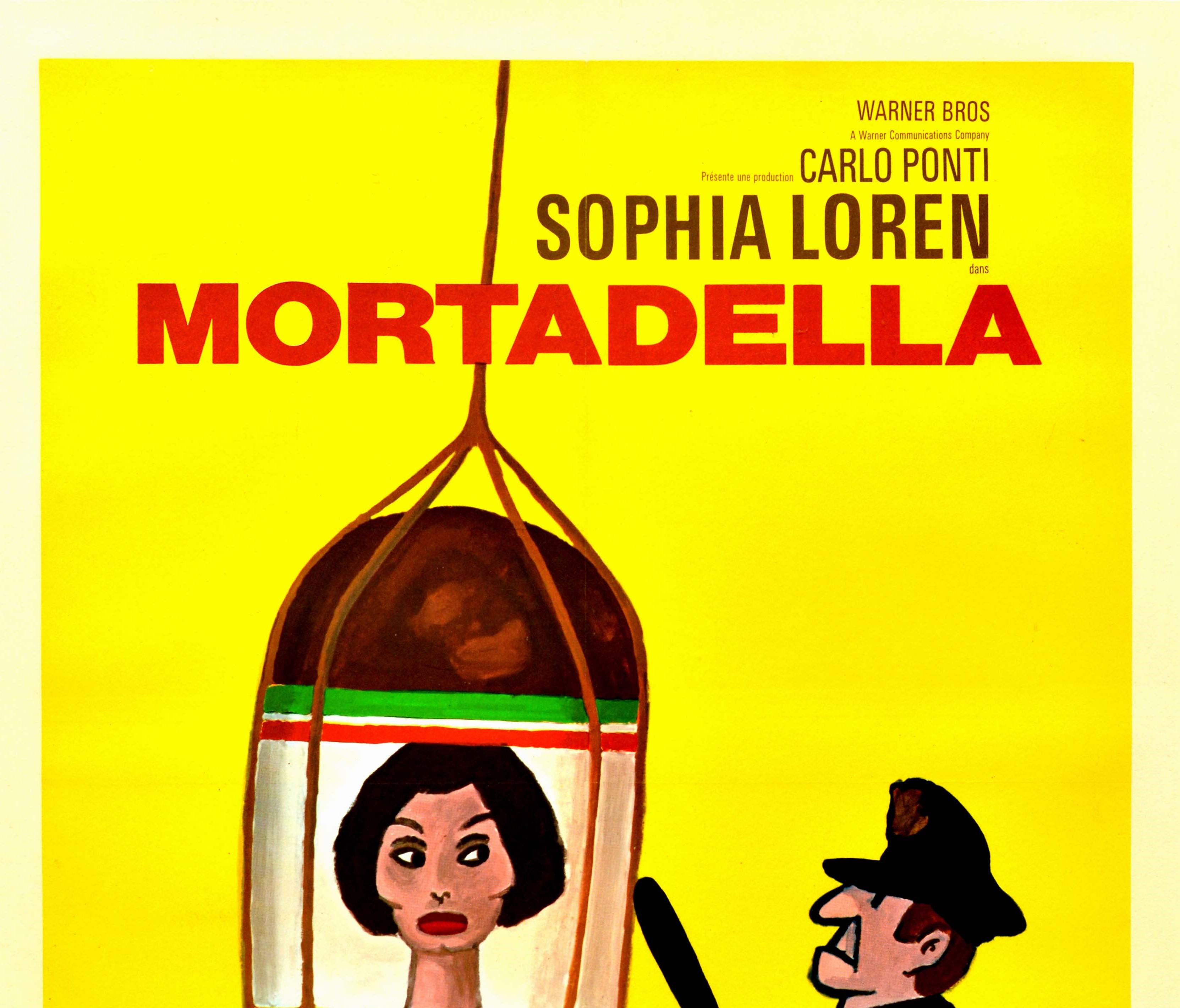 Original Vintage Movie Poster Sophia Loren Mortadella Lady Liberty Comedy Film - Print by Raymond Savignac