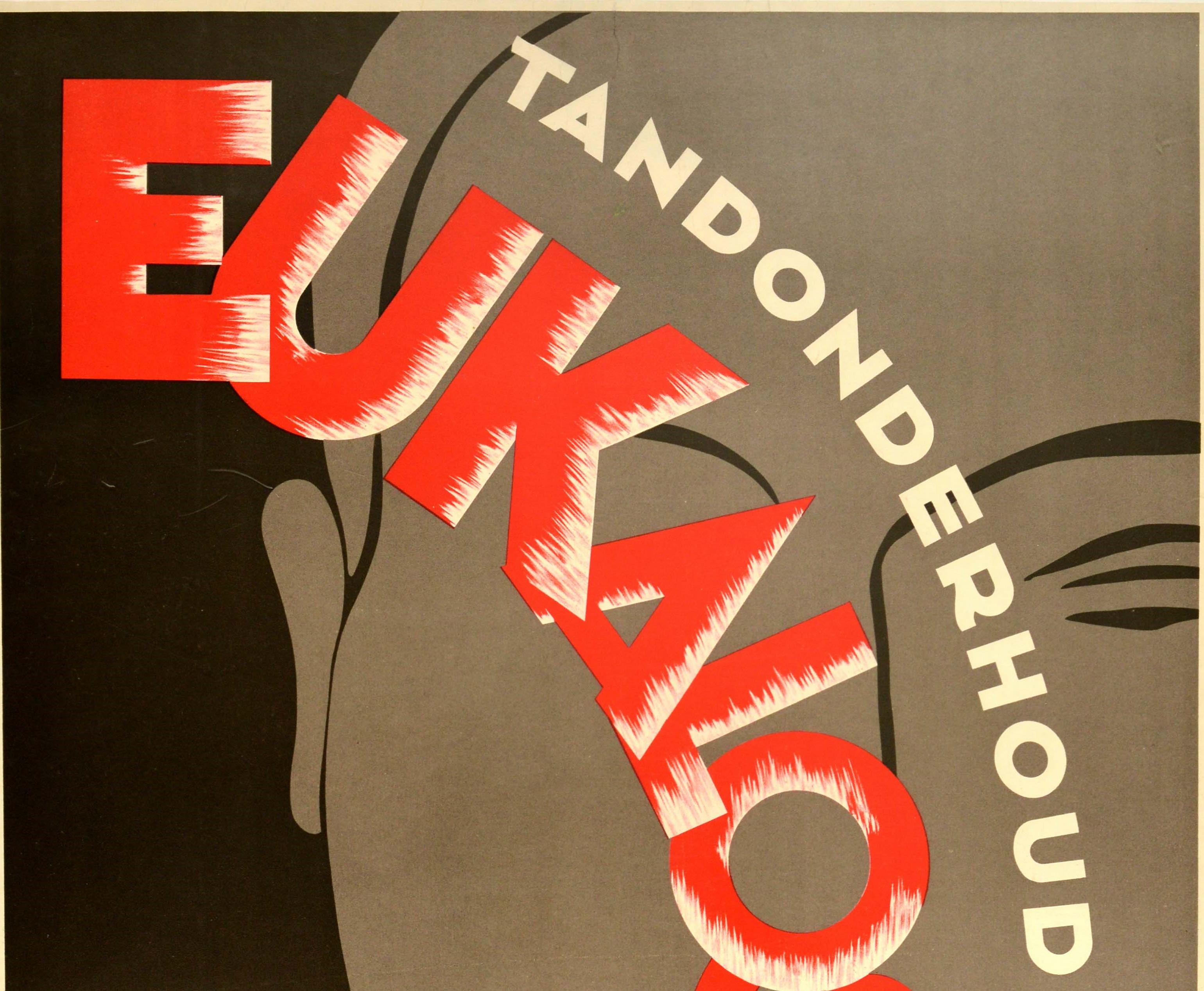 Original Vintage-Poster Tandonderhoud Eukalos Elixir, Zahnpasta, Art déco-Design – Print von Obozinski