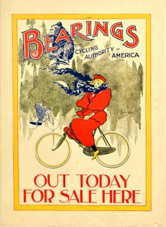 Affiche vintage originale d'antiquités Bearings, The Cycling Authority Of America, Magazine Art