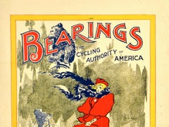 Original Antique Poster Bearings The Cycling Authority Of America Magazine Art