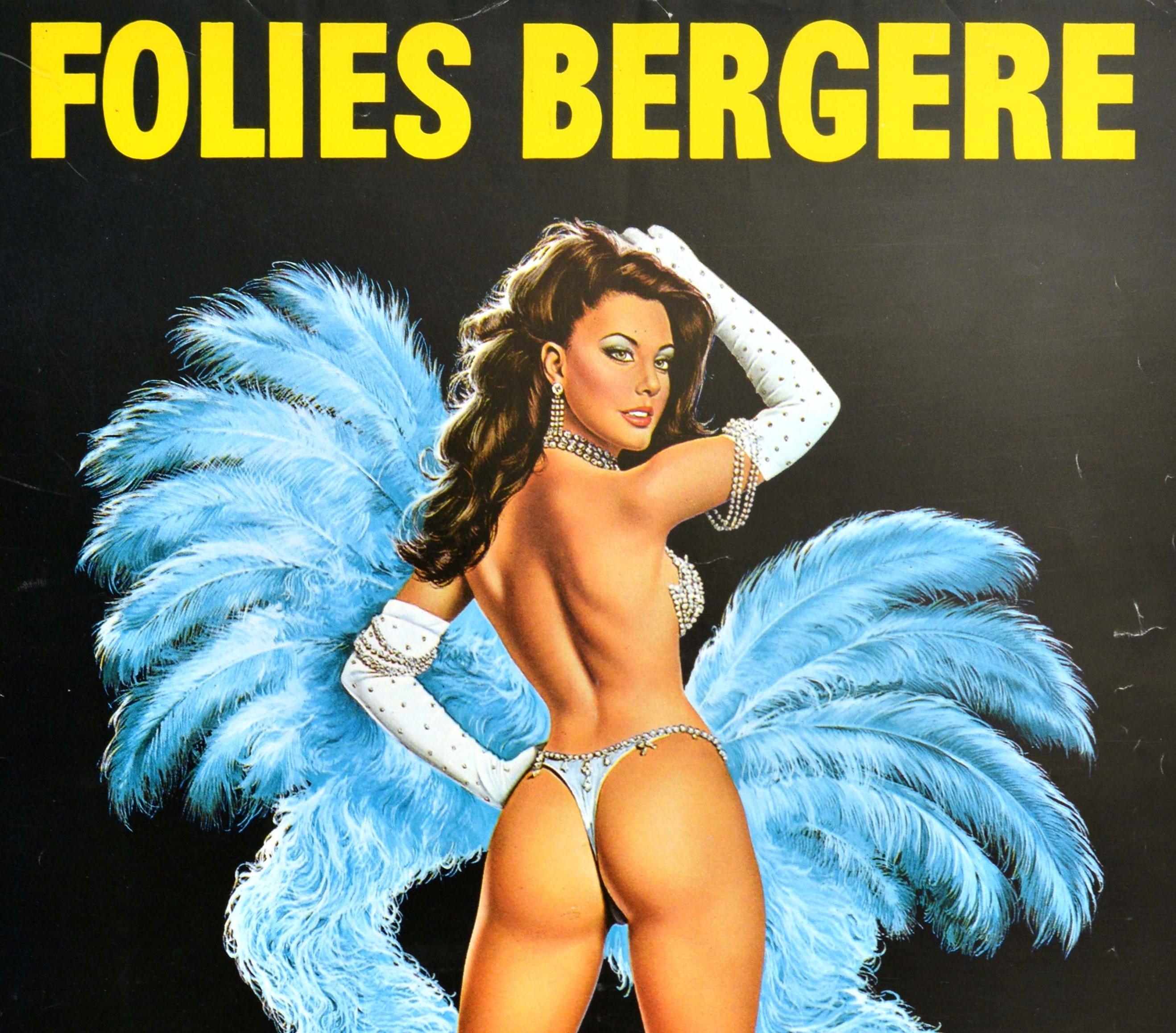 Original Vintage Poster Folies Bergere Paris Cabaret Showgirl Art Helene Martini - Print by Alain Gourdon