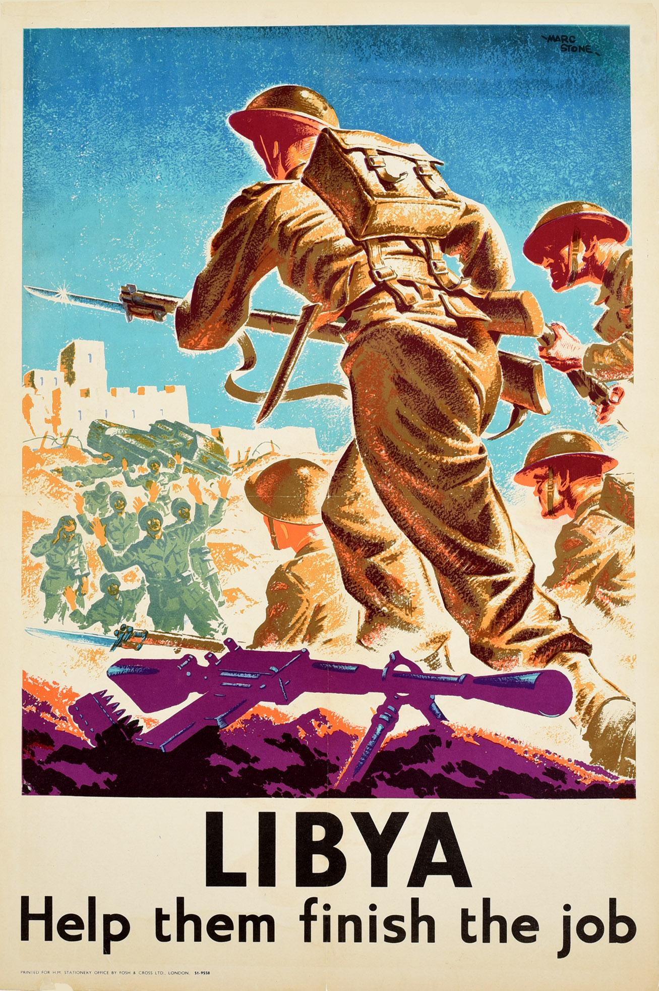 Marc Stone Print - Original Vintage Poster Libya Help Them Finish The Job WWII Soldiers War Art