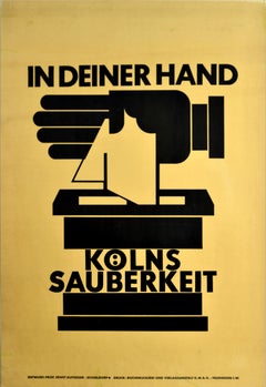 Original Vintage Poster „ Cleanliness In Your Hand Hygiene“, Bauhaus, Grafikdesign