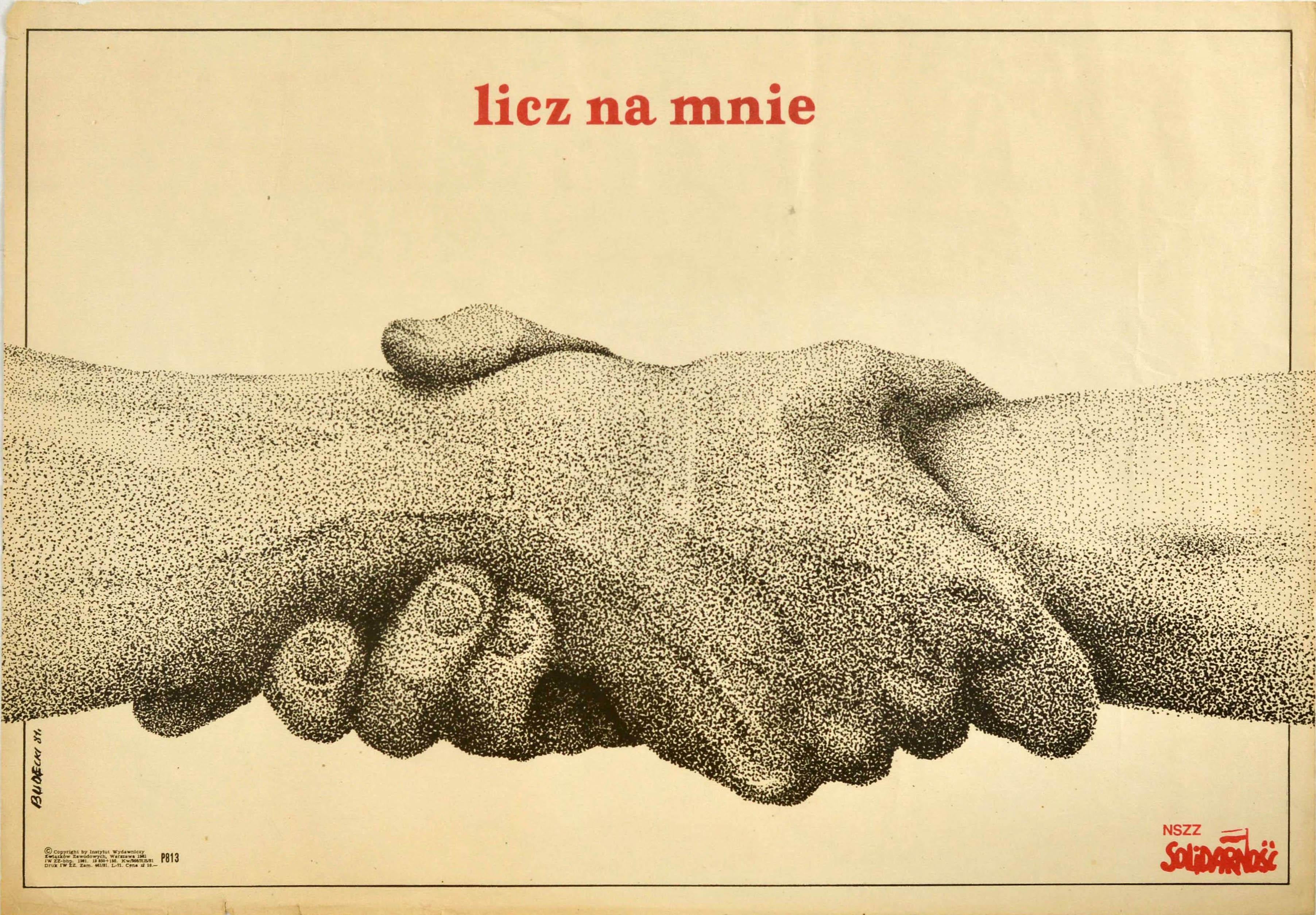 Budecki Print - Original Vintage Poster Licz Na Mnie Solidarnosc Poland Solidarity Count On Me