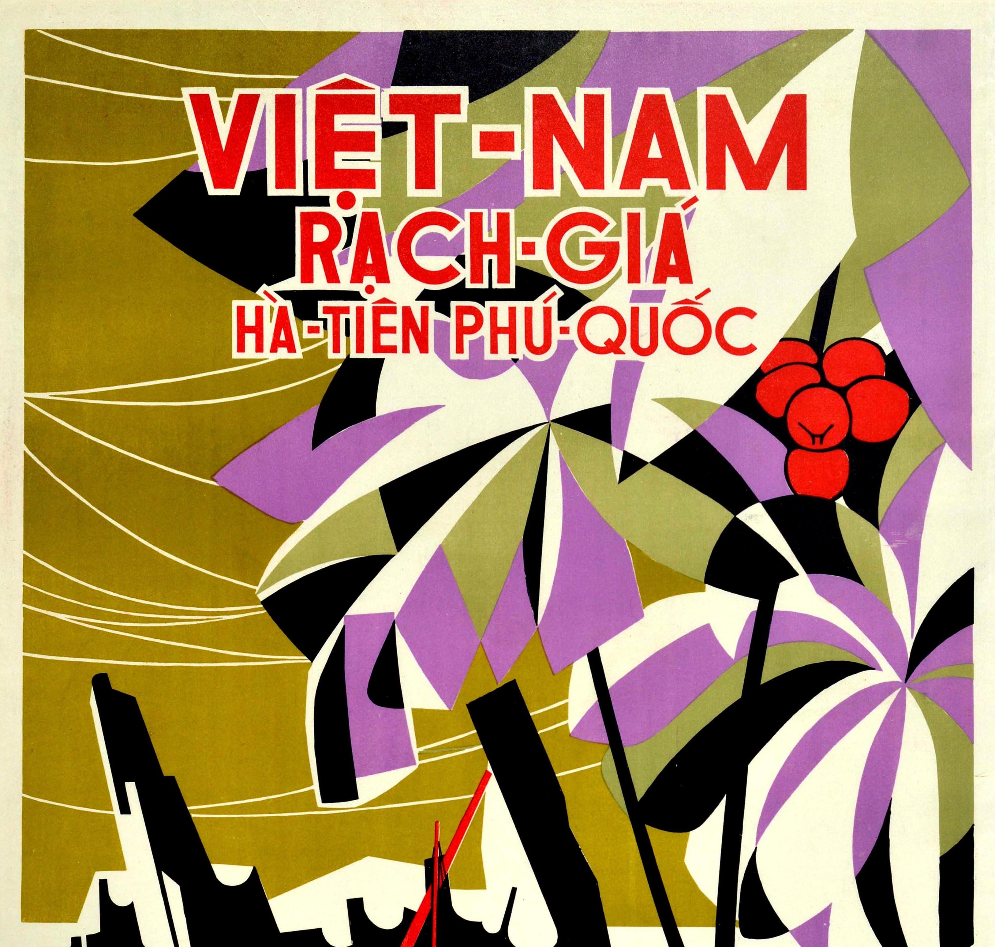 Original Vintage Poster Vietnam Rach-Gia Ha-Tien Phu-Quoc Island Asia Travel Art - Print by Nguyan Minh Hoang