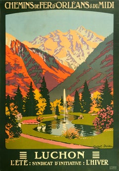 Original Vintage Poster Luchon Ete Hiver Summer Winter Railway Travel Spa Resort