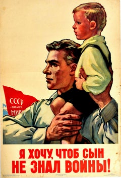 Affiche vintage originale « I Don't Want My Son To Know War Soviet Propaganda Peace »