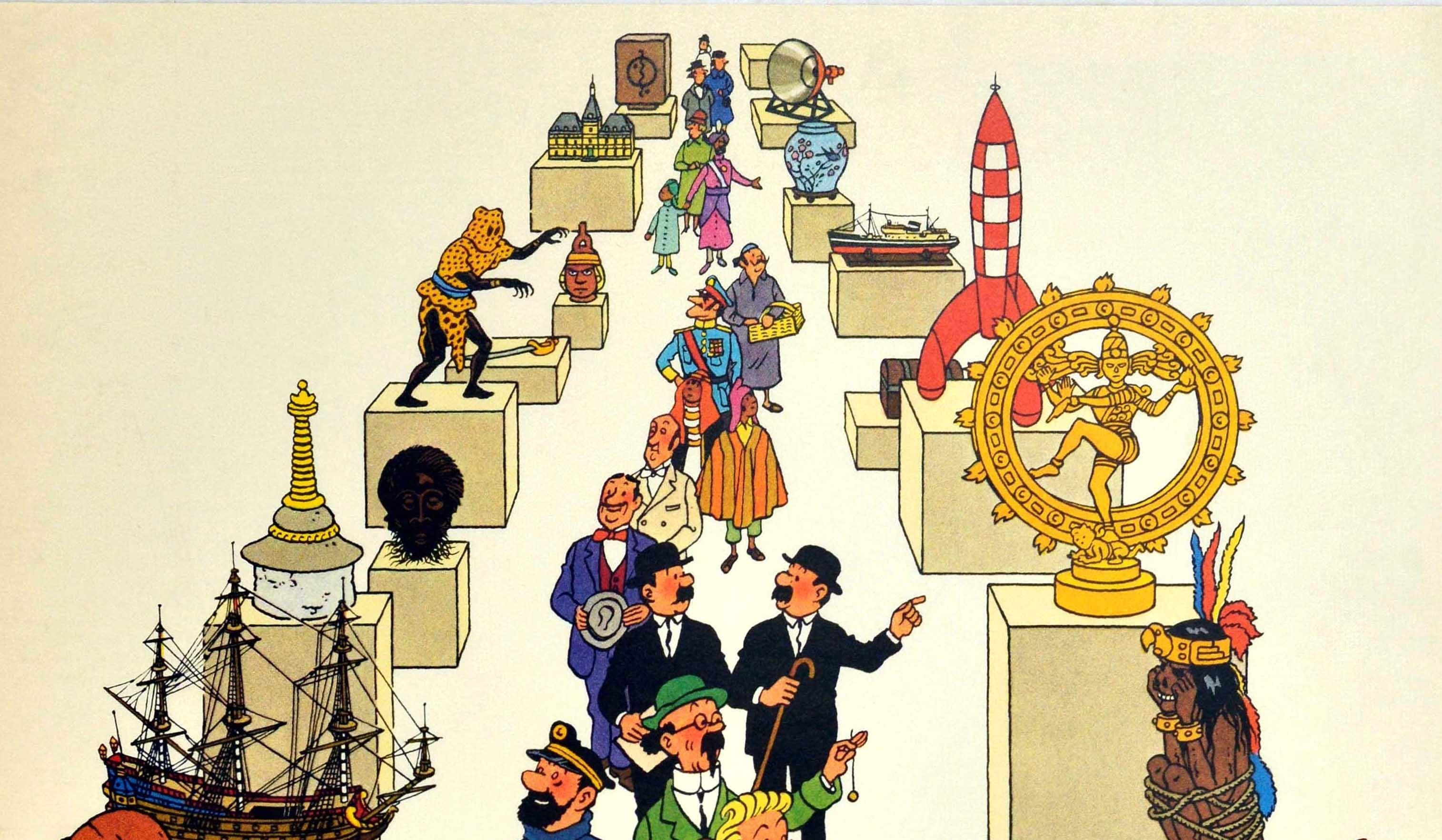 Original Vintage Poster Imaginary Museum Of Tintin Exhibition Fundacio Joan Miro - Print by Georges Prosper Remi (Herge)