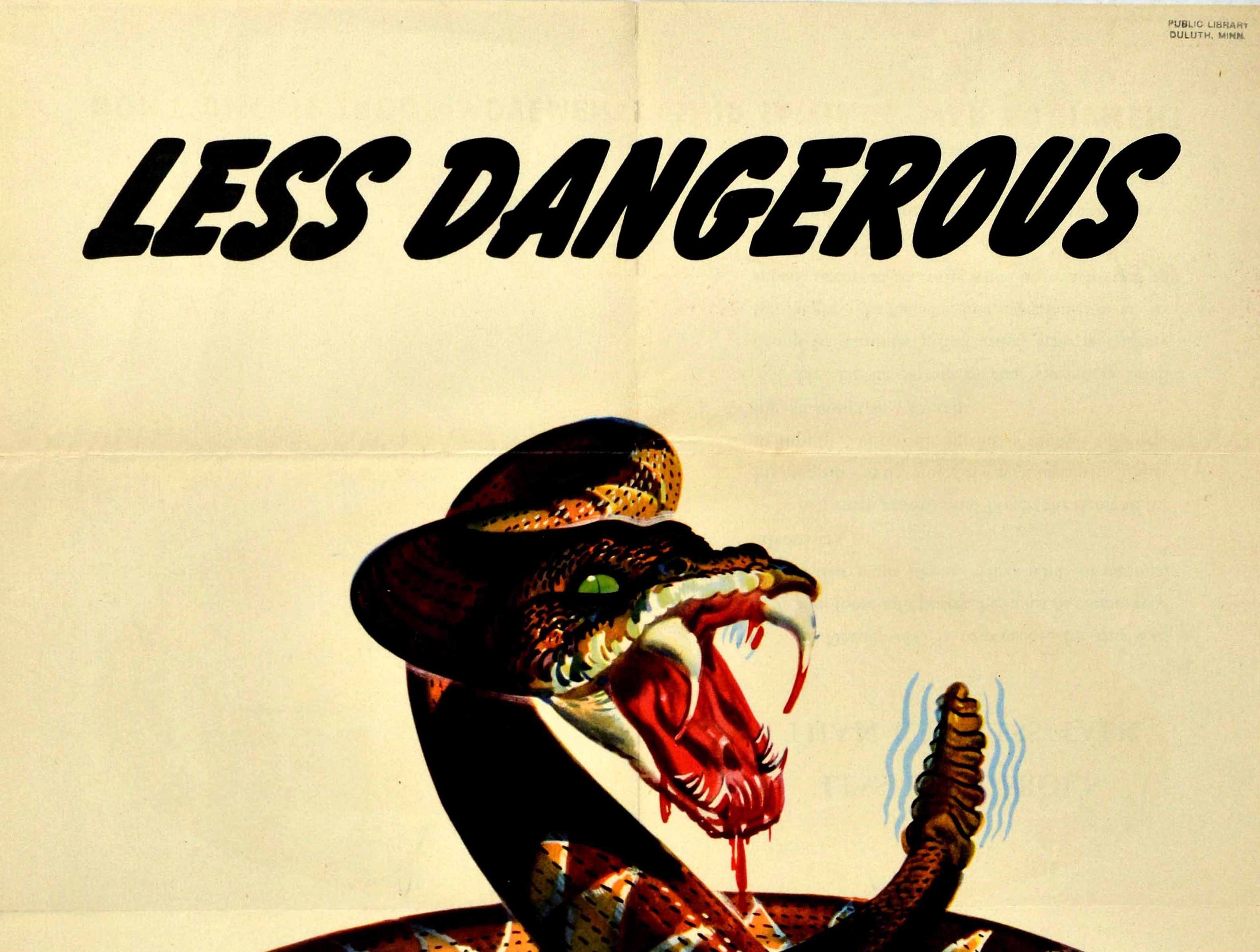 Original Vintage WWII Poster Less Dangerous Than Careless Talk War Snake Design - Print by Albert Dorne