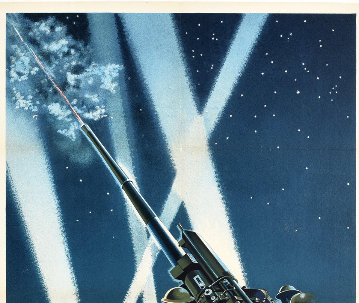 Original Vintage World War Two Poster Forward To Victory WWII Army Artillery Gun - Print by Marc Stone
