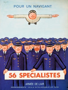 Original Retro Poster Air Force Pilot Recruitment Armee De l'Air Flying Design