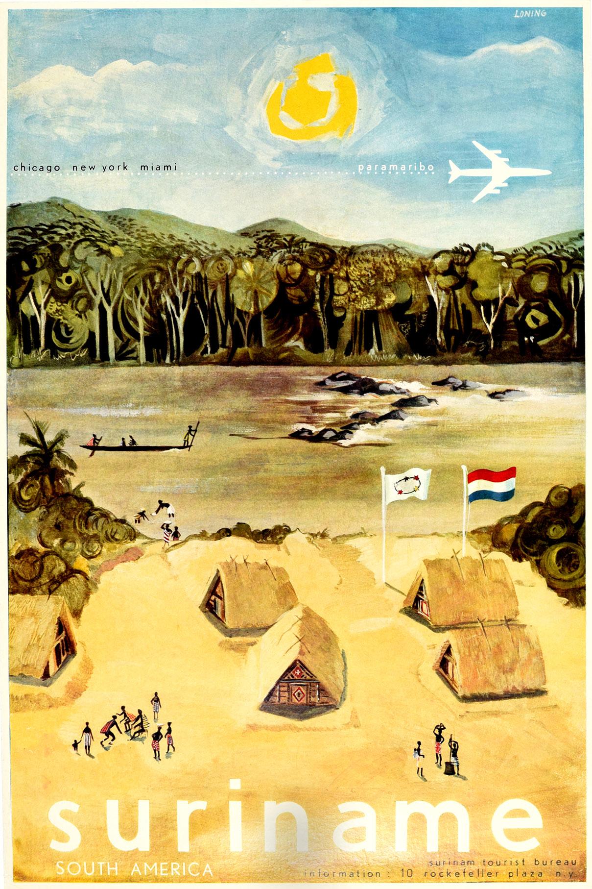 Loning Print - Original Vintage Poster Suriname South America Chicago New York Miami Paramaribo