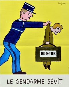Original Vintage Poster Drogue Le Gendarme Sevit French Police Drug Dealer Bust