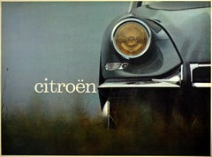 Affiche vintage originale Citroen DS Deesse Goddess de l'ère spatiale, design de voitures