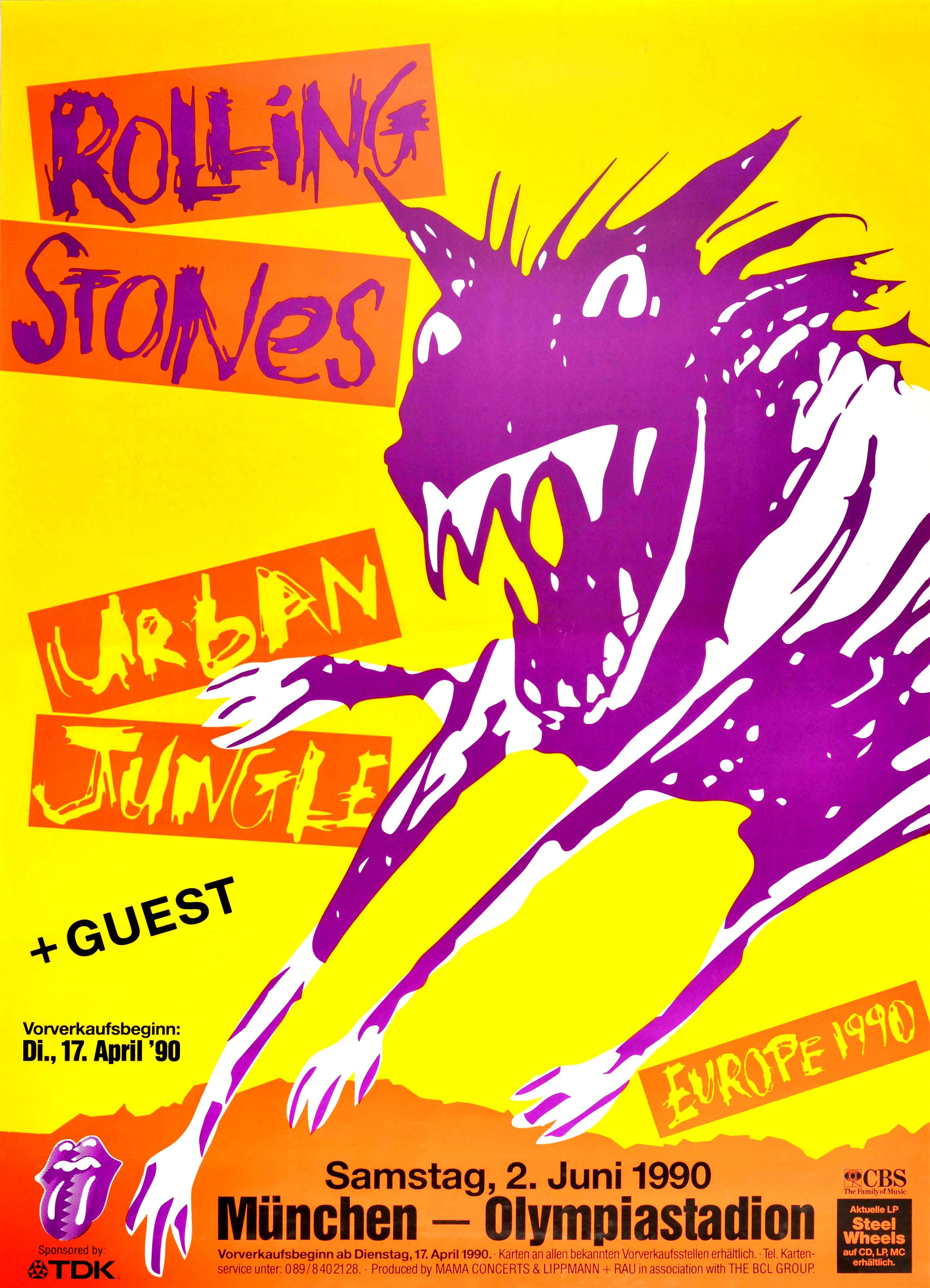Andie Airfix Print - Original Vintage Poster The Rolling Stones Urban Jungle Music Tour Graffiti Dog