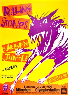 Original Vintage Poster The Rolling Stones Urban Jungle Music Tour Graffiti Dog