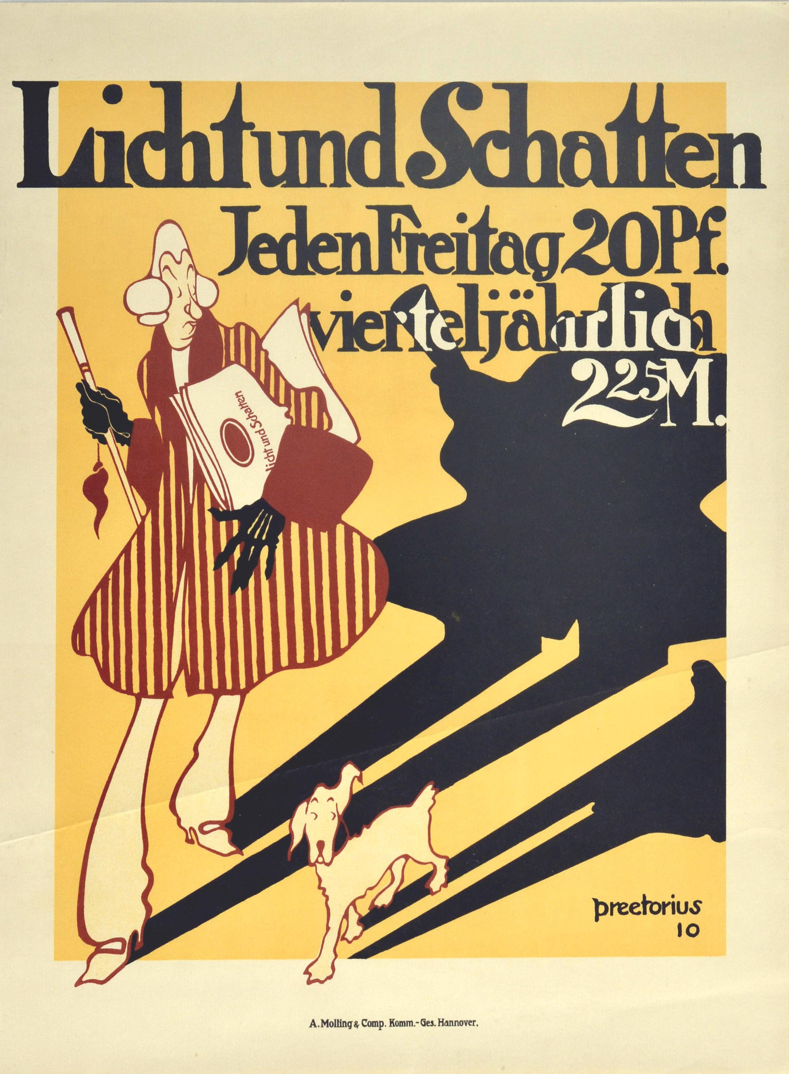 Emil Preetorius Print - Original Antique Poster Licht Und Schatten Light And Shadow Magazine Man Dog Art
