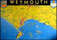 Original Vintage Poster Weymouth Great Western Railway Southern Train Travel Map
