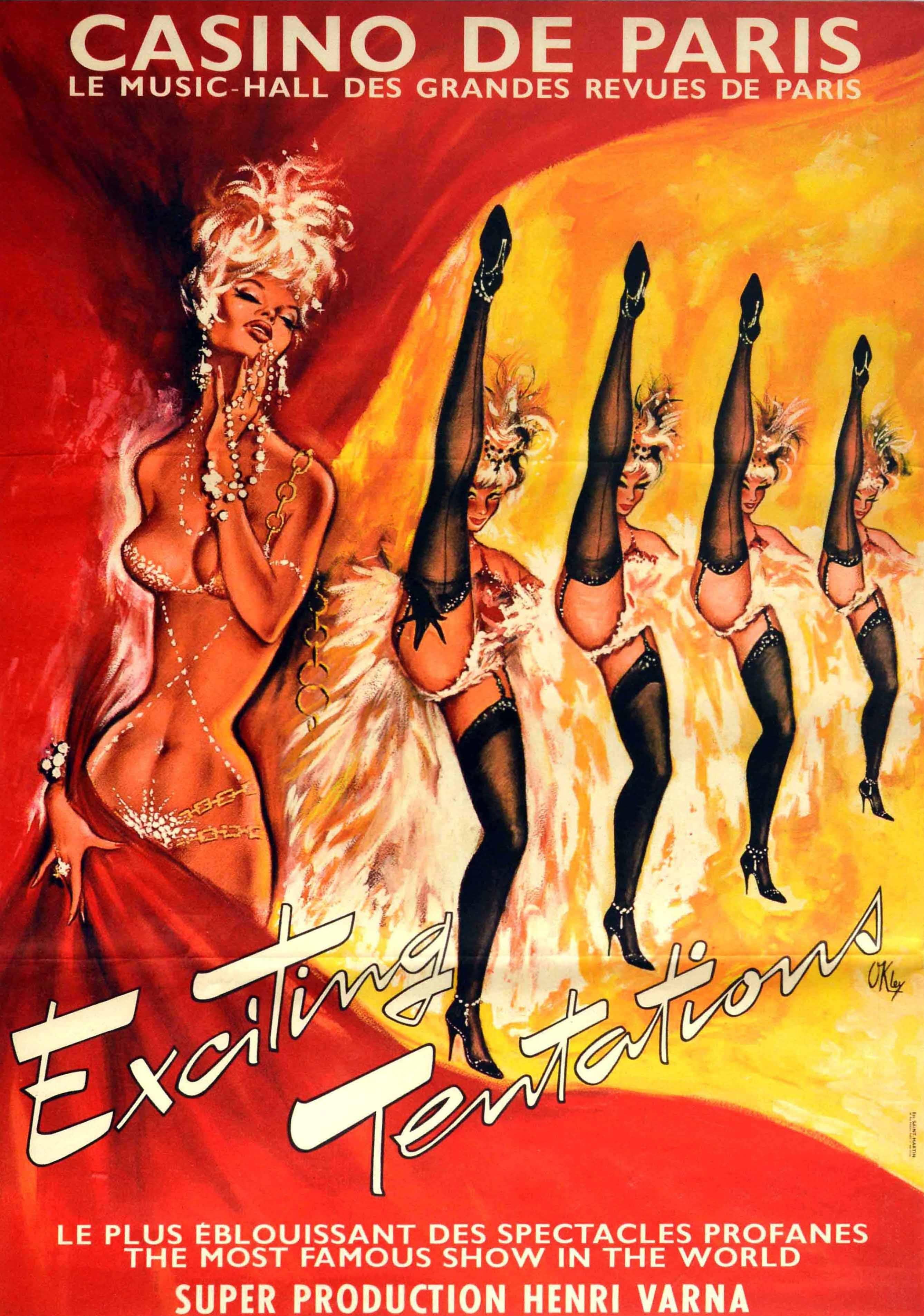 Pierre Gilardeau Print - Original Vintage Poster Casino De Paris Exciting Tentations Cabaret Show Can-Can