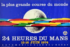 Original Vintage Poster 24 Heures Du Mans Auto Racing Le Mans Sports Car Design