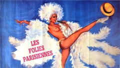 Original Vintage-Poster, Les Folies Parisiennes, Cabaret, Tänzerin, Showgirl, Paris 