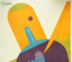 Affiche rétro originale, El Vino Es La Mas Sana, Le meilleur boisson, Pasteur de vin, La meilleure boisson