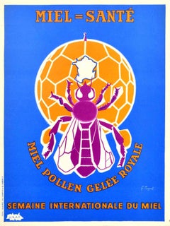 Original Vintage Poster Miel Sante Royal Jelly Honey Nutrition Health Bee Design