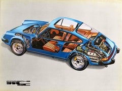 Original Vintage Auto Poster Porsche 911 SC Motorsports Car Super Carrera Model