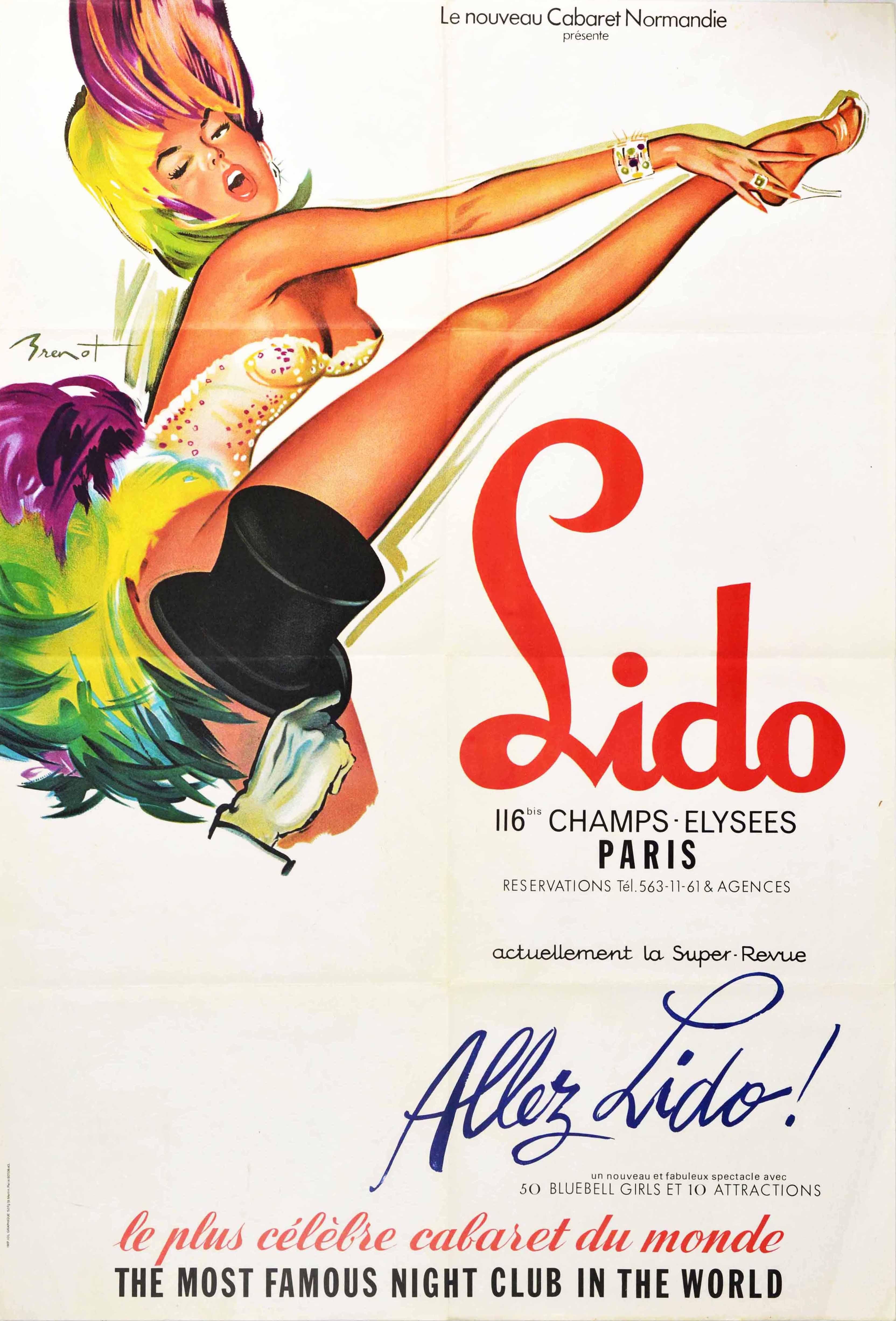 Pierre Brenot Print - Original Vintage Poster Lido Paris Cabaret Bluebell Girls Pin Up Champs Elysees