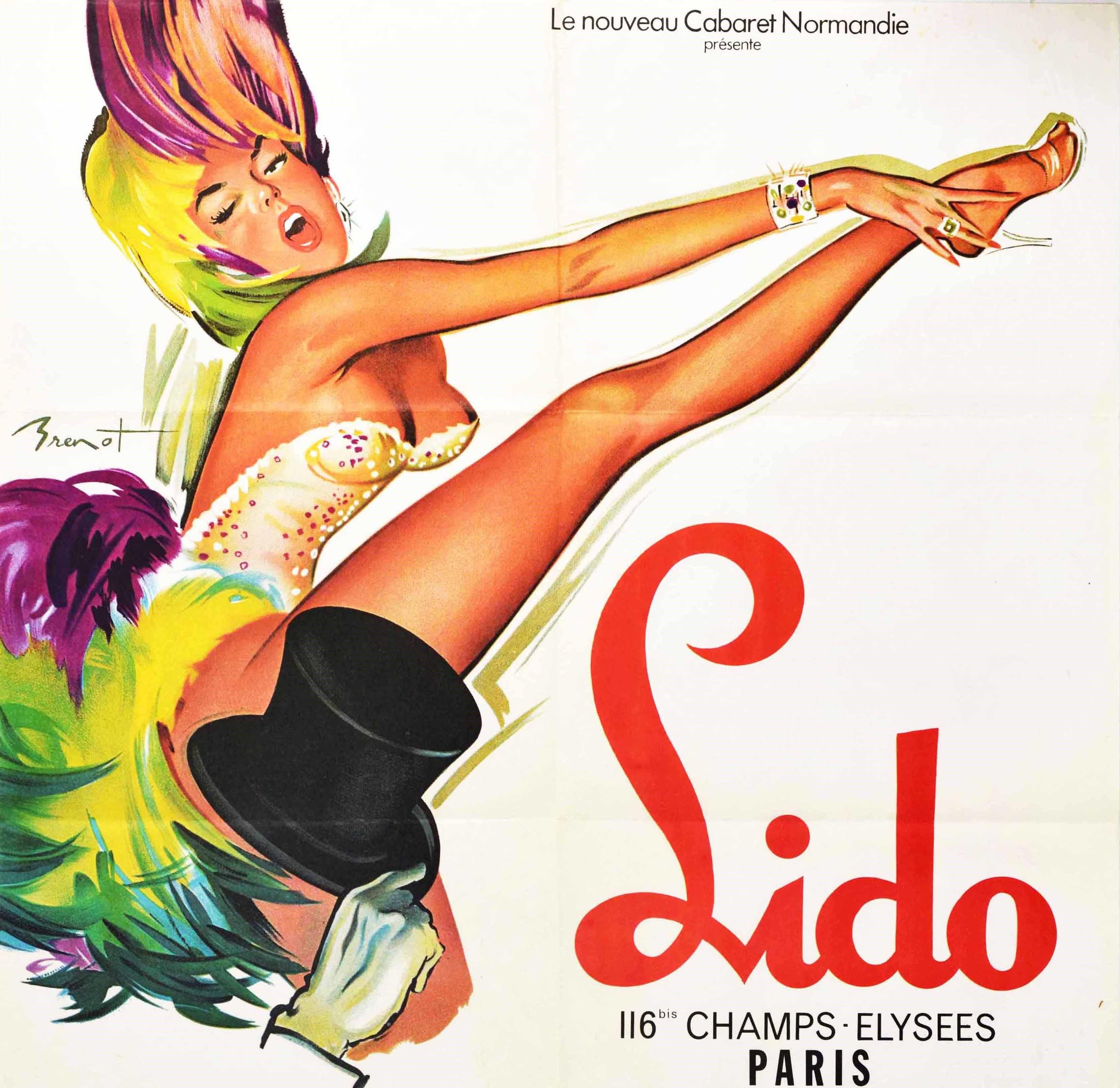 Affiche vintage d'origine Lido Paris Cabaret Bluebell Girls Pin Up Champs Elysees - Print de Pierre Brenot