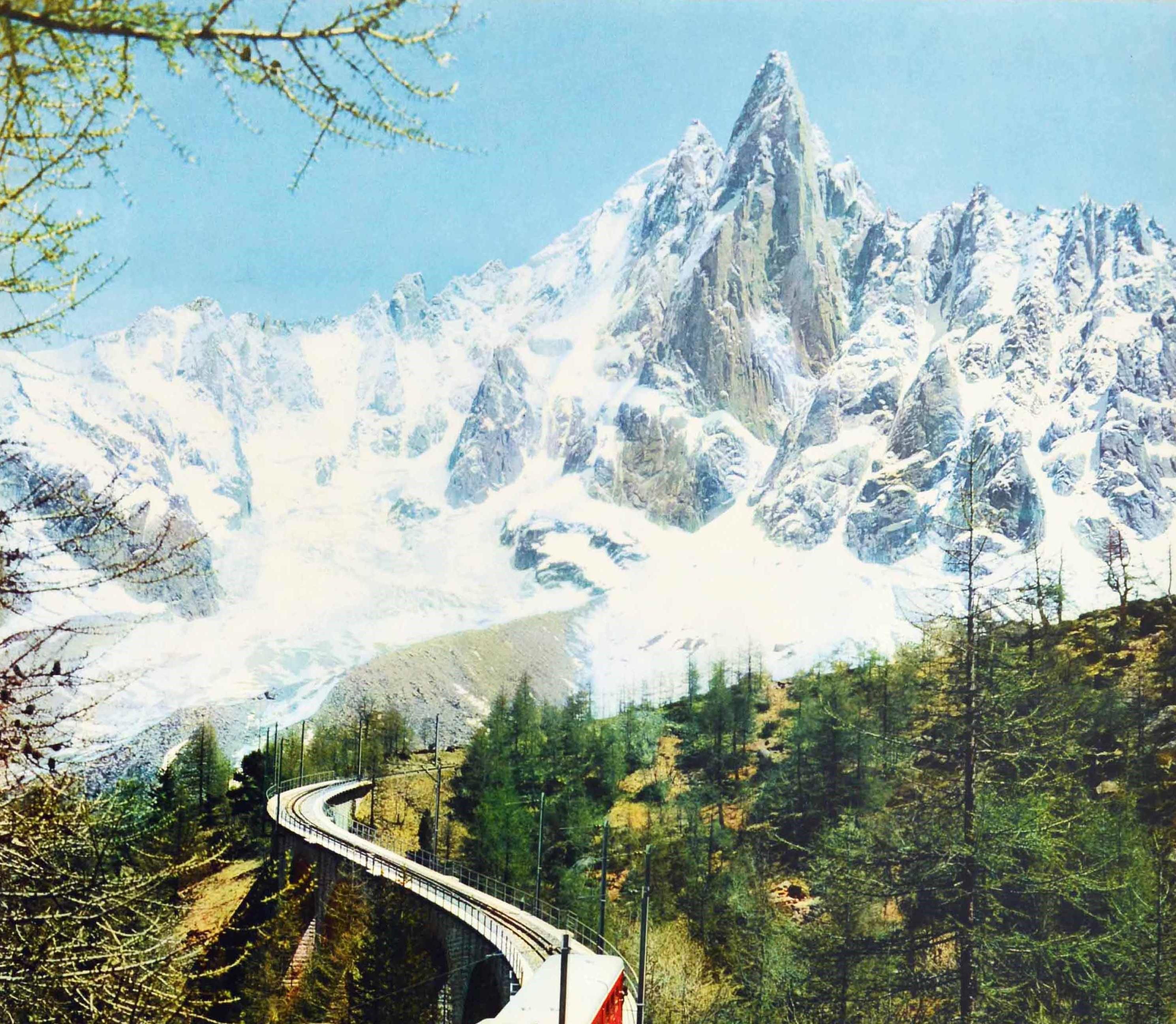Original Vintage Poster Chamonix Mont Blanc Railway Montenvers Mountain Train - Print by Lambert