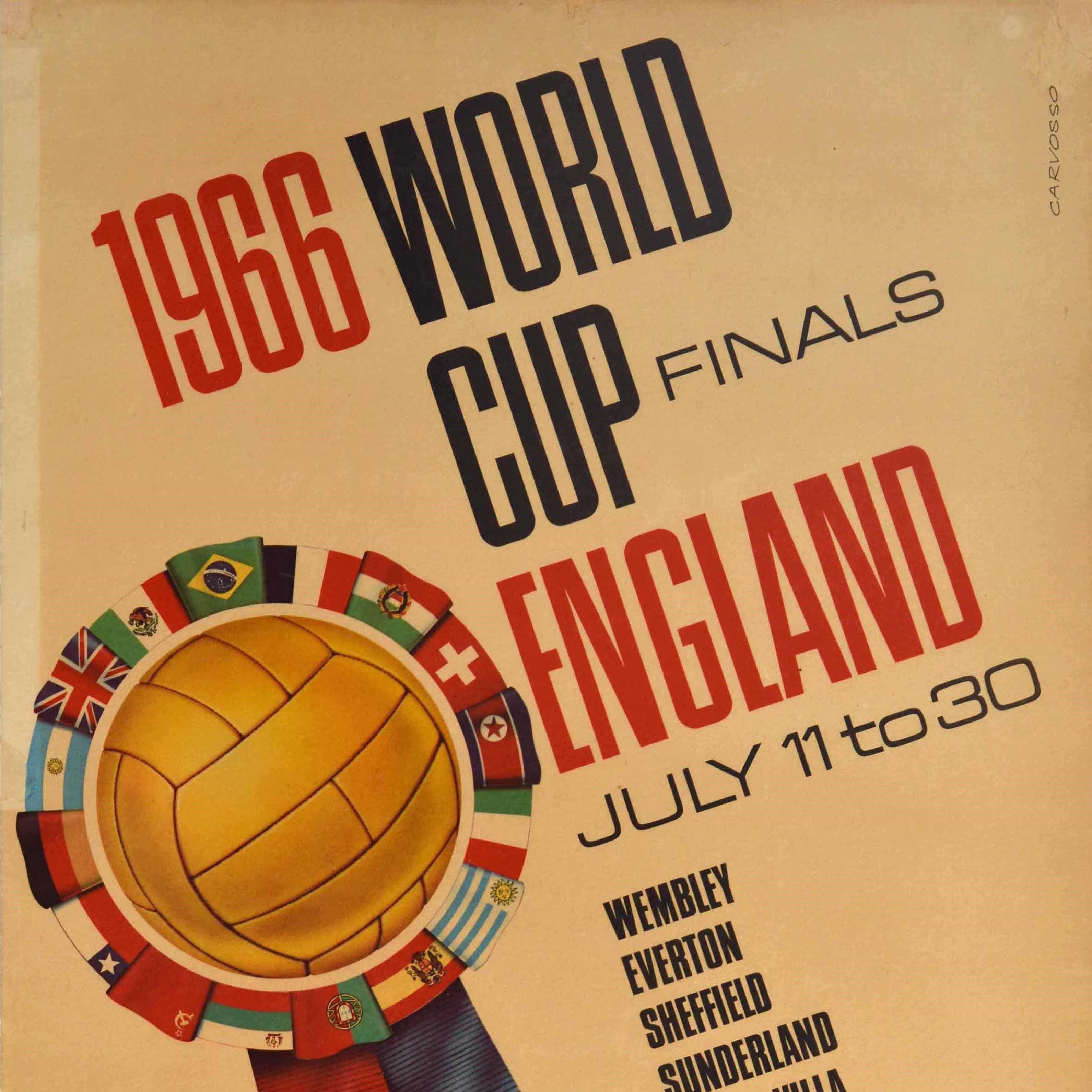 Original Vintage Sport Poster 1966 World Cup Finals England Football Wembley - Print by Carvosso