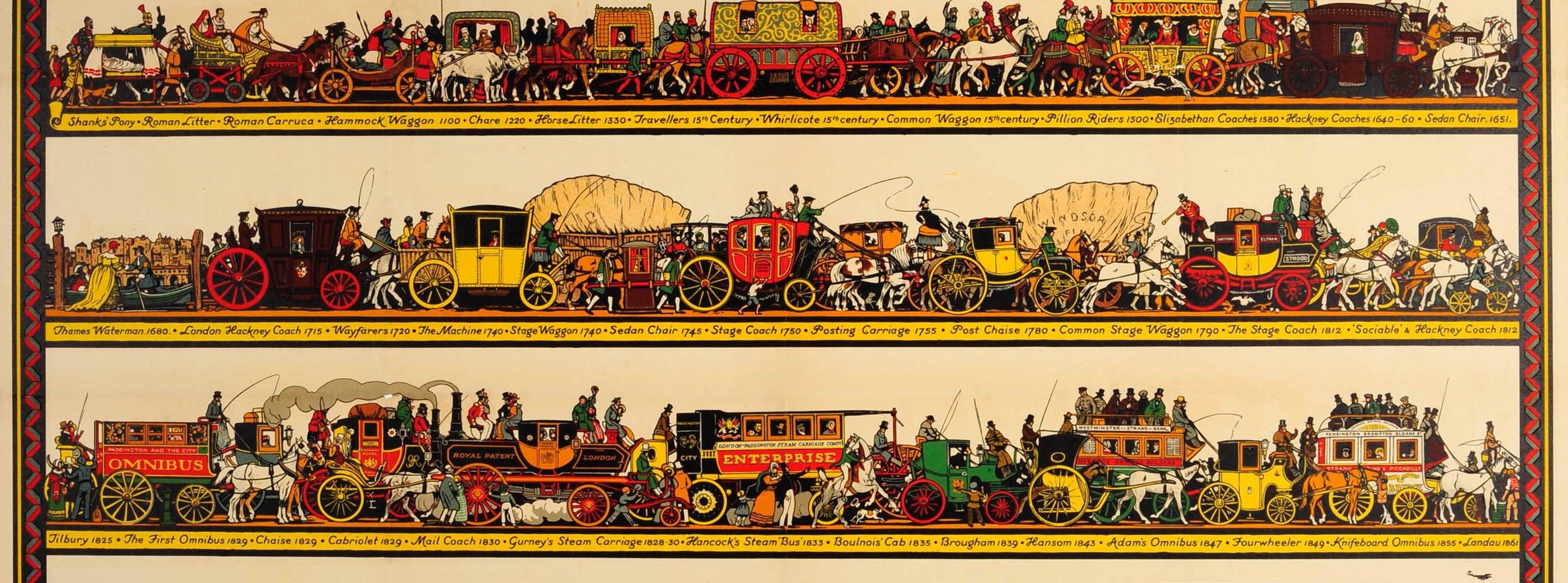 Vintage-U-Bahn-Poster „The Londoner's Transport Throughout The Ages“ (Beige), Print, von Richard T. Cooper 