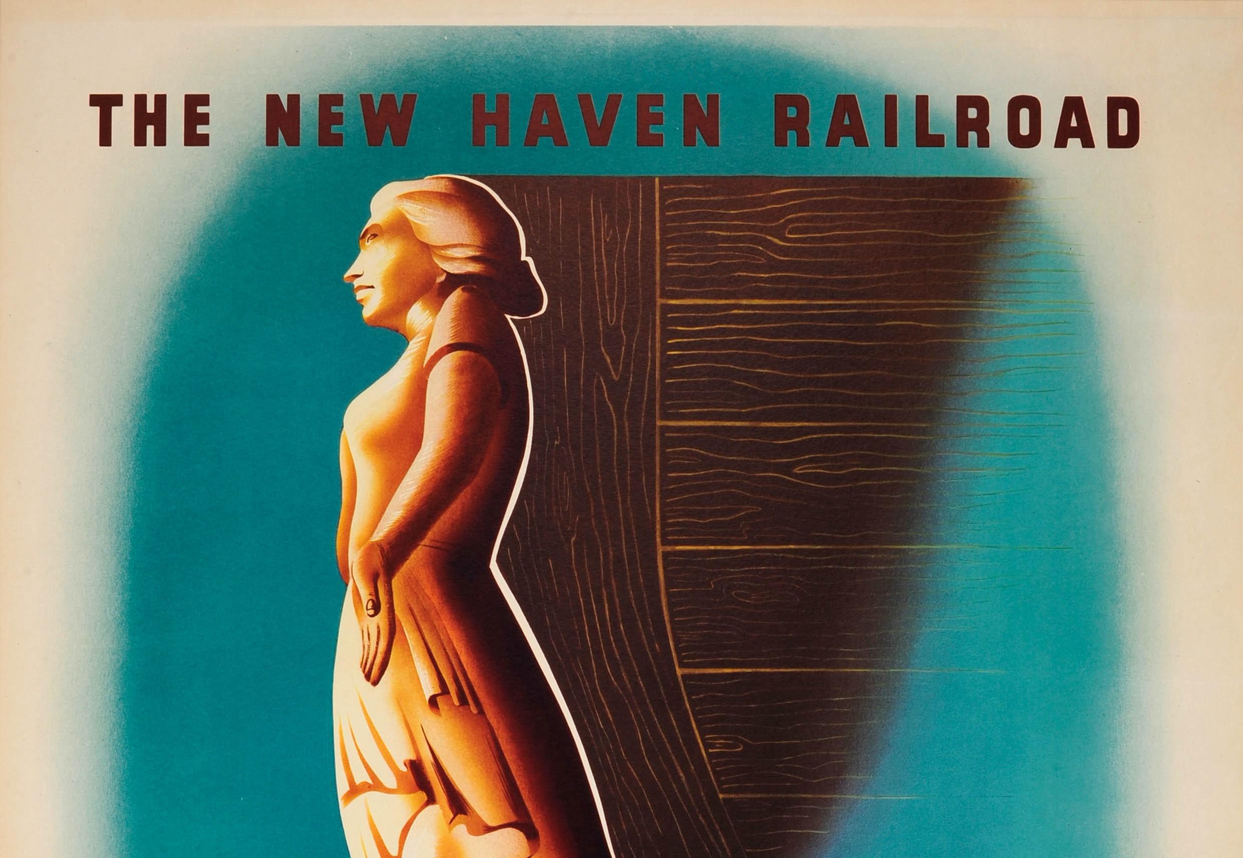 Original Vintage Travel Poster For Martha's Vineyard By The New Haven Railroad - Print by Ben Nason
