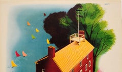 Original Vintage Poster For Nantucket The New Haven Railroad Ft. 1772 Courthouse