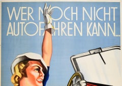 Original Vintage Art Deco Style Advertising Poster For Lattermann Driving School