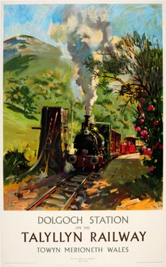 Original Vintage Steam Train Poster Dolgoch Station On The Talylln Railway Wales